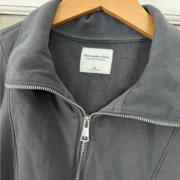 Abercrombie & Fitch Oversized Sweatshirt Half-Zip Tunic Vest Gray Size XL - Picture 5 of 8